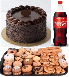 Misafir İkram Seti Çikolatalı Yaş Pasta 1 kg Kuru Pasta ve Kola
